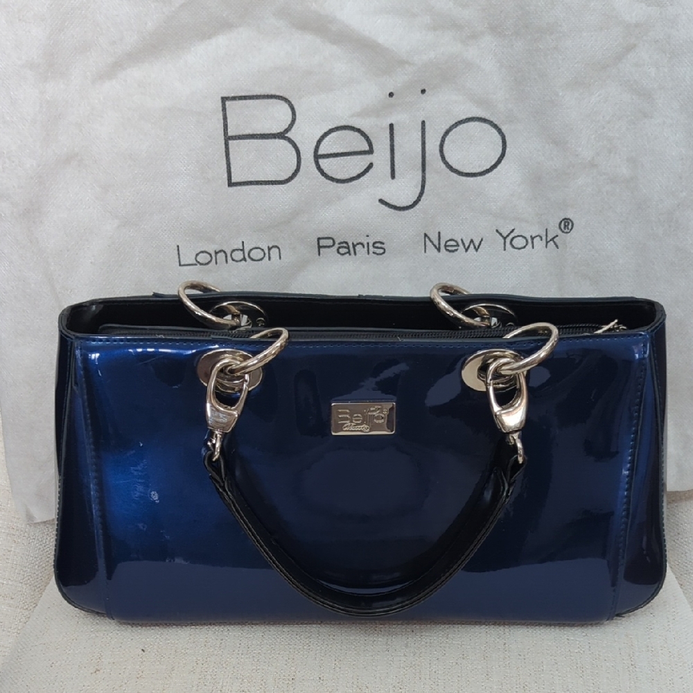 Beijo Glossy Blue Shoulder Bag